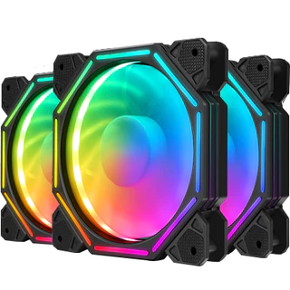 KIt 3 Unidades Cooler Fan Ventoinha Para PC Gabinete Gamer 120mm Led RGB Rainbow