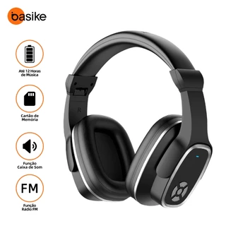 Basike Fones de ouvido bluetooth sem fio Alto-falante viva-voz com microfone embutido de graves potentes