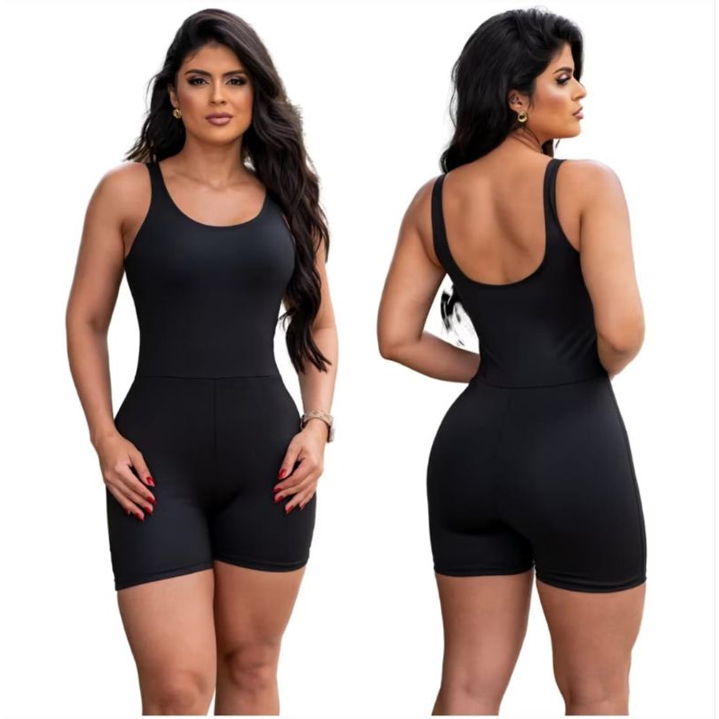 Macaquinho Fitness Feminino Para Academia Macacão Curto Fiteness Slim ...