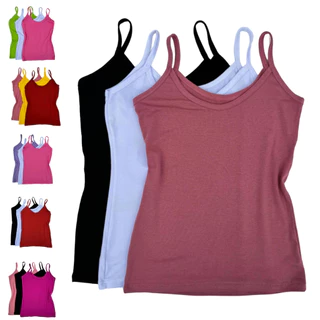 Kit 3 Regata feminina Alça Fina Lisa Viscolycra Casual Conforto e Flexibilidade Kit e Unidade