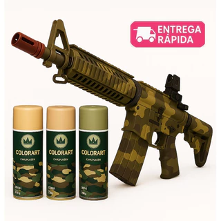 Tinta Camuflagem Spray 3 Unidades Cores Natureza Fosco P/ Metais, Madeira, Plástico, Papéis