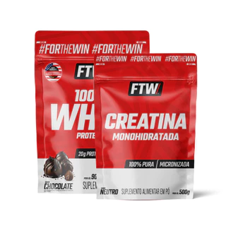 Kit Whey 100% Refil 900g + Creatina Monohidratada Refil 500g - FTW