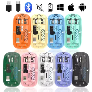 Mouse sem fio Bluetooth transparente e luminoso, mouse de computador 2.4G