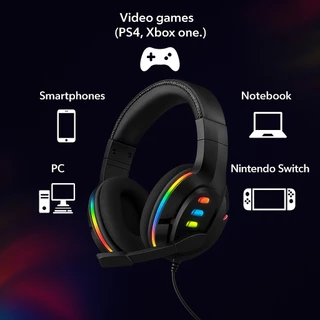 Headset Fone Gamer Led RGB com microfone USB e P2 Para PC Computador Headphone Videogame