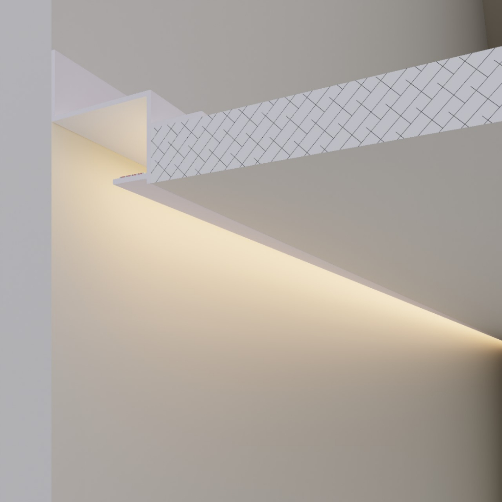 Perfil Aluminio Tabica P/ Fita De Led Branca Drywall Sanca Iluminada 1 ...