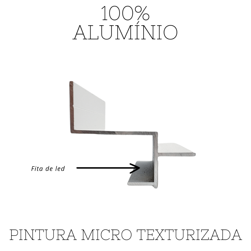 Perfil Aluminio Tabica P/ Fita De Led Branca Drywall Sanca Iluminada 1 ...