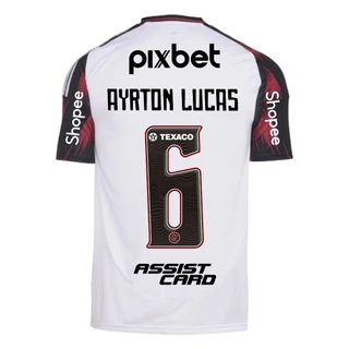 Manto Flamengo Jogo 2 Adidas 2025 c/ Kit Patrocínio + 6 Ayrton Lucas