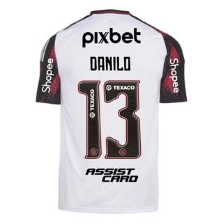 Manto Flamengo Jogo 2 Adidas 2025 c/ Kit Patrocínio + 13 Danilo
