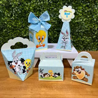 KIT FESTA PERSONALIZADA BABY LOONEY TUNES - PEGUE E MONTE - Lembrancinha - Aniversário - Festa