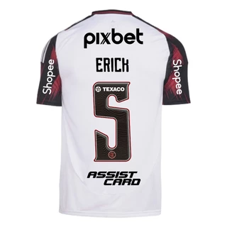 Manto Flamengo Jogo 2 Adidas 2025 c/ Kit Patrocínio + 5 Erick Pulgar
