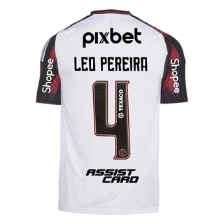 Manto Flamengo Jogo 2 Adidas 2025 c/ Kit Patrocínio + 4 Leo Pereira