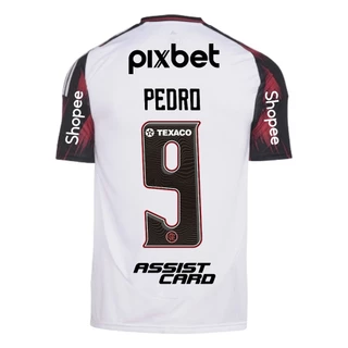 Manto Flamengo Jogo 2 Adidas 2025 c/ Kit Patrocínio + 9 Pedro