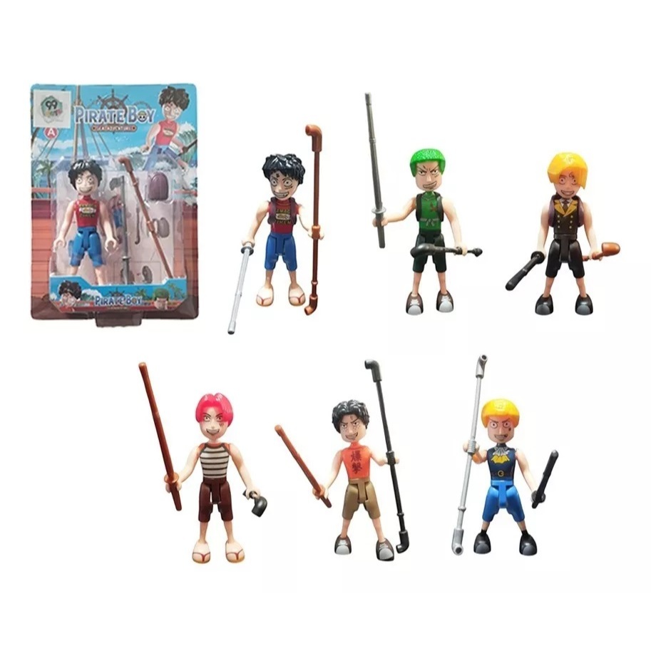 Kit 6 Bonecos Piratas One Piece - Luffy Zoro Sanji Ace Sabo Shanks ...