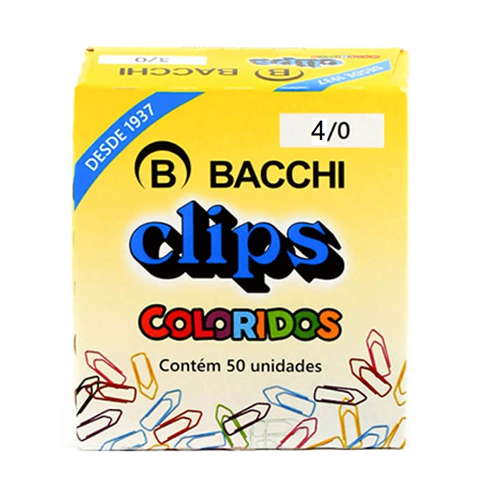 Clips Colorido Bacchi N4/0 Com 50 Unidades | Shopee Brasil
