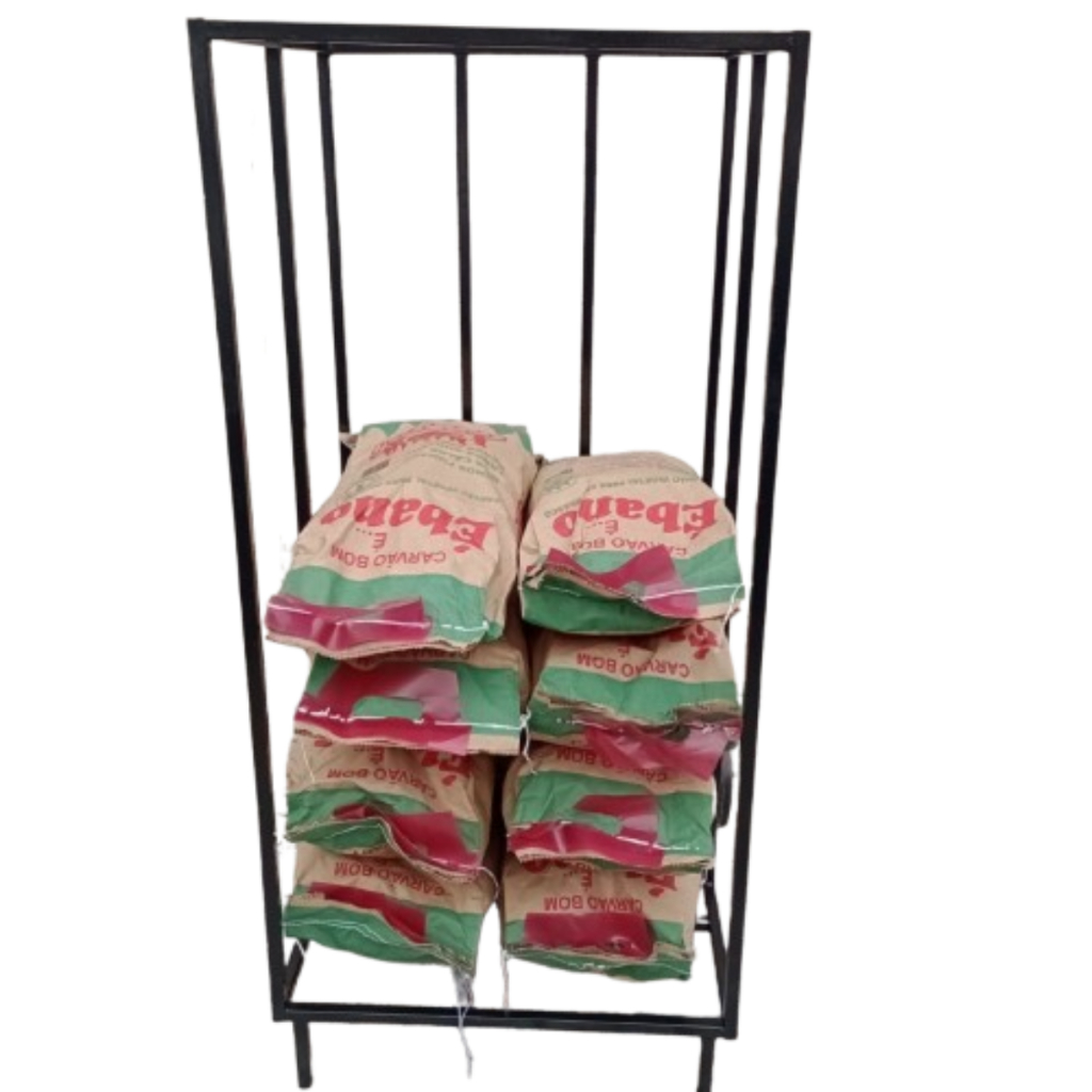 Expositor De Carvão De Churrasco Suporta Carvão De 2 KG 100x50x50 Com Rodinha Carrinho Para Adega Bar Padaria Açougue