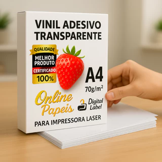 Vinil Adesivo p/ Impressora LASER – A4 Transparente | Kit 50 Folhas