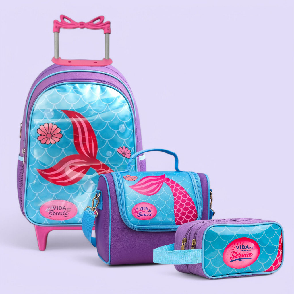 Mochila Rodinha infantil Feminina escolar Com Lancheira Termica e ...