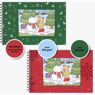 Livro para colorir desenhos Natalinos 50 páginas offset 120g Capa Flexível