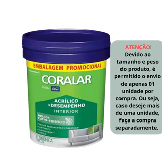 Tinta Acrílica Branco Neve Fosco Coralar 20L Balde Antimofo Interno Econômica Coral