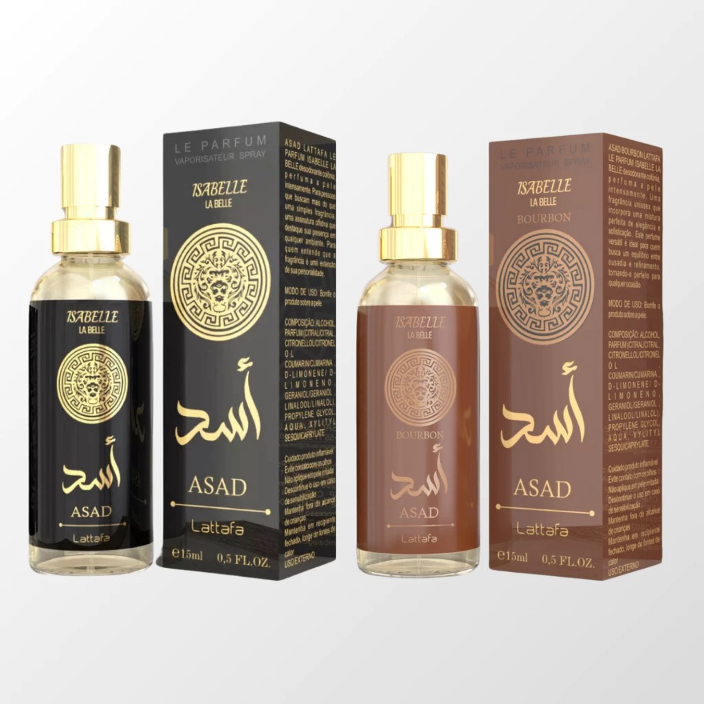 Perfume 15ml Asad Bourbon + Asad EDP ALTA FIXAÇAO Kit Árabe conjunto ...