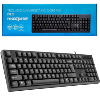 Teclado Universitário com Fio Maxprint USB 2.0 - Preto | Cabo 1,35m