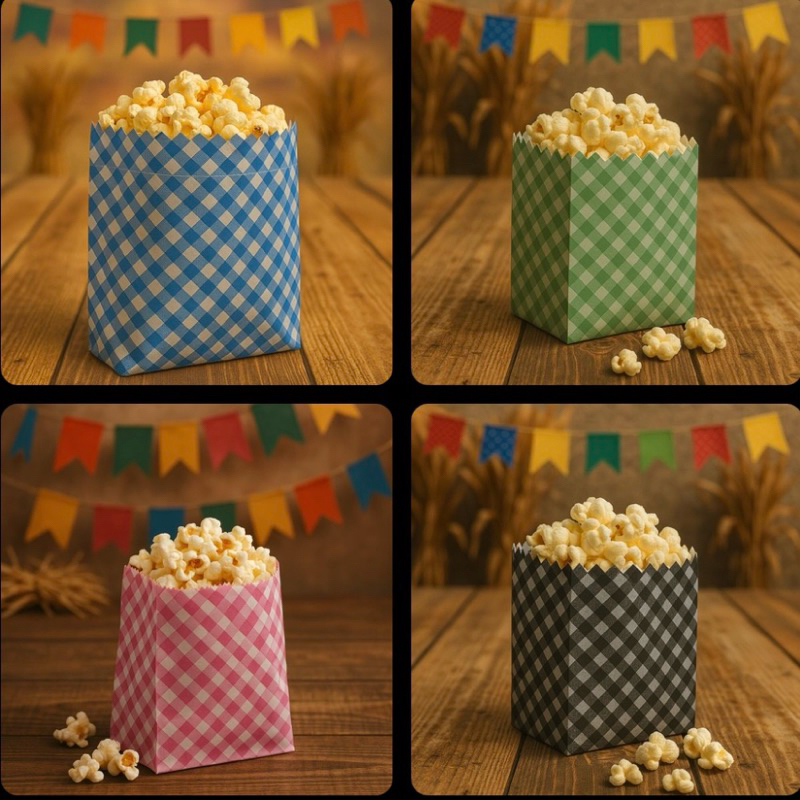 100~400 SACO PIPOCA FESTA JUNINA XADREZ HOT DOG E MINI LANCHE