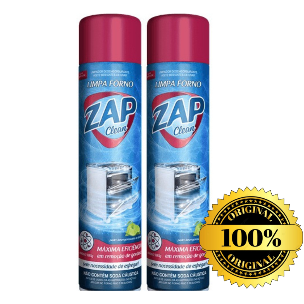 Kit 2 Limpa Forno Zap Clean Original | Remove Gordura Sem Esfregar ...