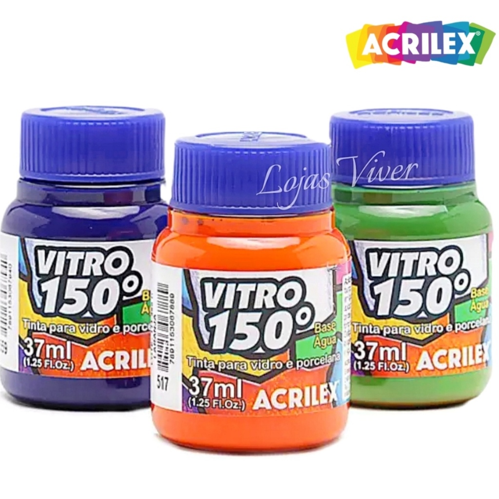 Tinta Vitro 150° para Vidro e Porcelana 37ml - Acrilex | Shopee Brasil