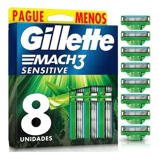 Carga Gillette Mach3 PELE SENSÍVEL - Gillette 4 , 6 ,8, 16 ou 20 cartuchos cargas unidades
