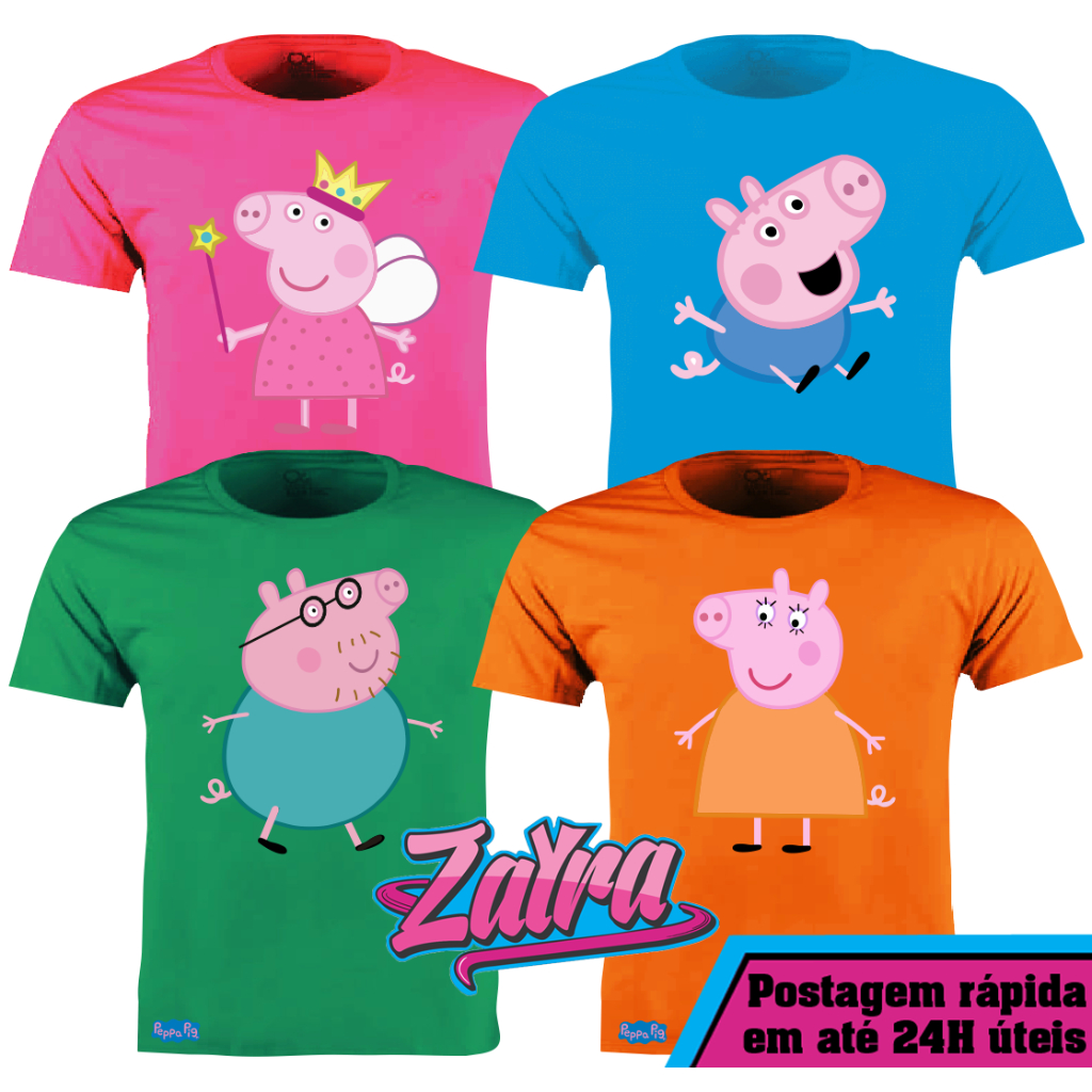 Camiseta Peppa Pig e Família (Infantil, Adulto e Adulto Plus Size - Do ...