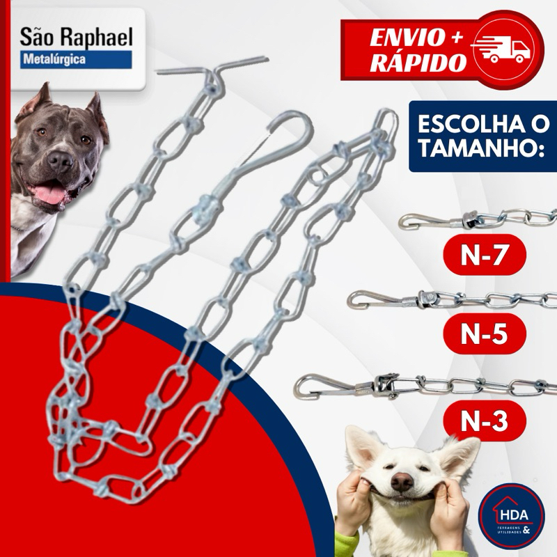 Coleira Corrente Para Cachorro Pet 1,5M Grossa Média Fina - São Rafael ...
