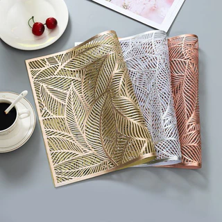 Kit 4 ou 6 Conjunto Jogo Americano Mesa Posta Retangular Design Folhas