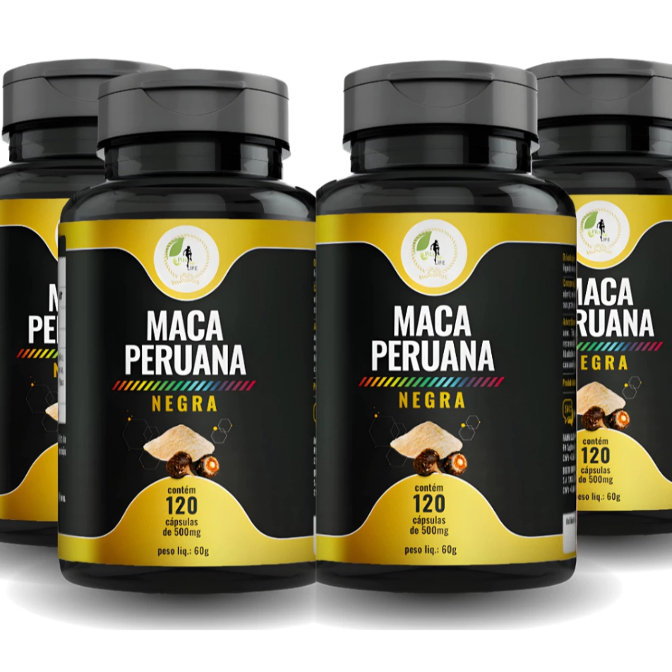 KIT C/4 Un. Suplemento Maca Peruana Negra Premium 120 Cápsulas - Fits ...