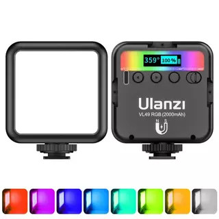 ULANZI VL49 RGB Luzes de vídeo, luz de câmera LED 360° iluminação portátil colorida para fotografia com 3 sapatos frios
