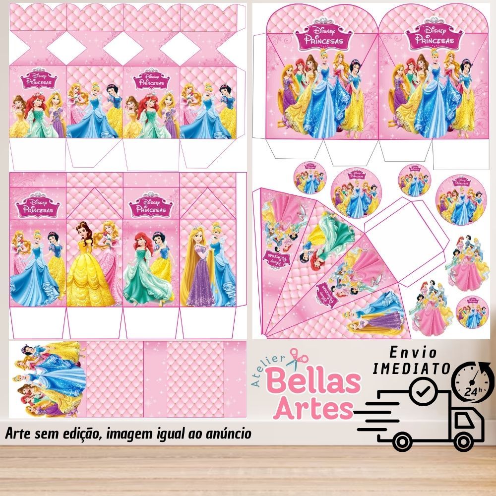 Festa As Princesas Disney Kit 160/80 Itens Personalizados Lembrancinhas ...