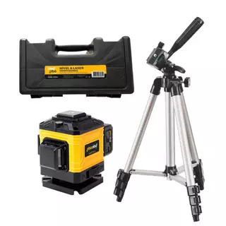 Kit Nível a Laser Profissional 3D com Tripé 12 Linhas Controle Remoto
