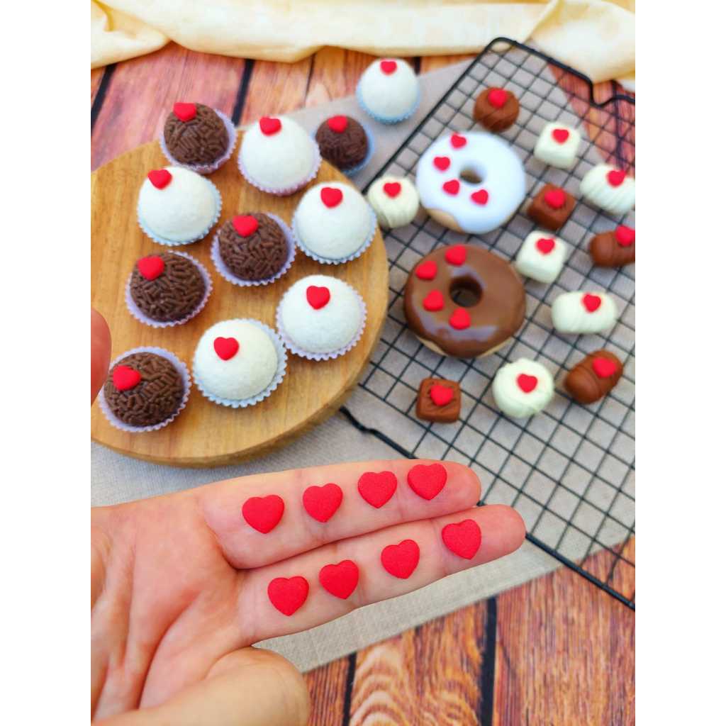 Mini Coração Sprinkles, Confeitos de Açúcar, Aplique Comestí