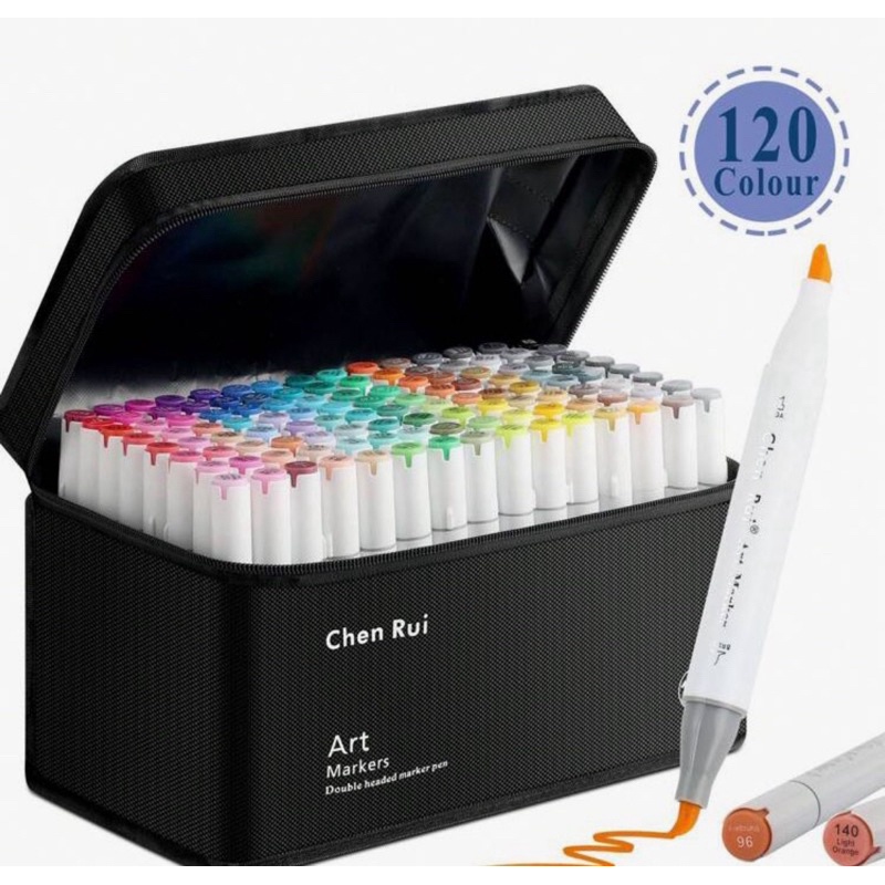CHEN RUI Marcadores 120 CORES 2 Pontas brush bobbie goods kit escolar desenho canetas canetinhas PRONTA ENTREGA