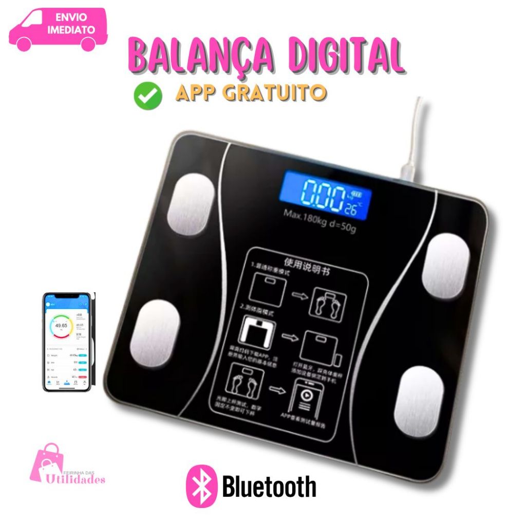 Balança Digital Corporal Bioimpedancia Com Aplicativo Gratuito ...