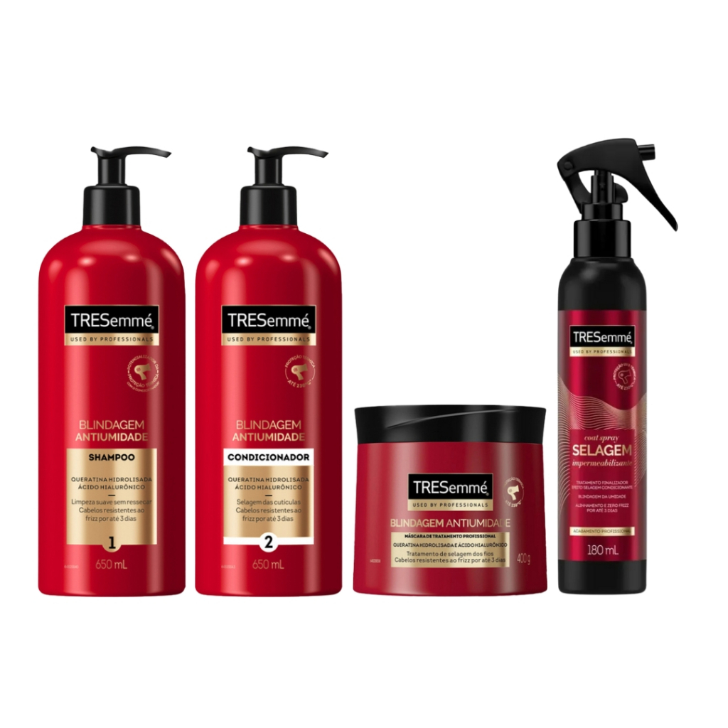 Kit Tresemmé Blindagem Antiumidade ( Sh e Cond 600ml + Masc Trat 400g ...