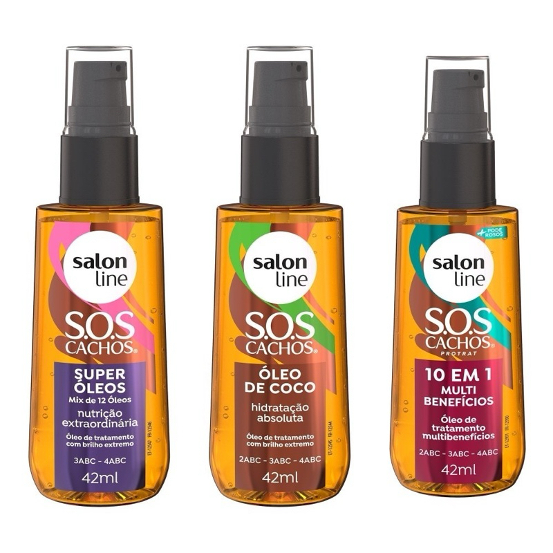 Kit Salon Line S.O.S Cachos com 3 Óleos de Tratamento 42 ml
