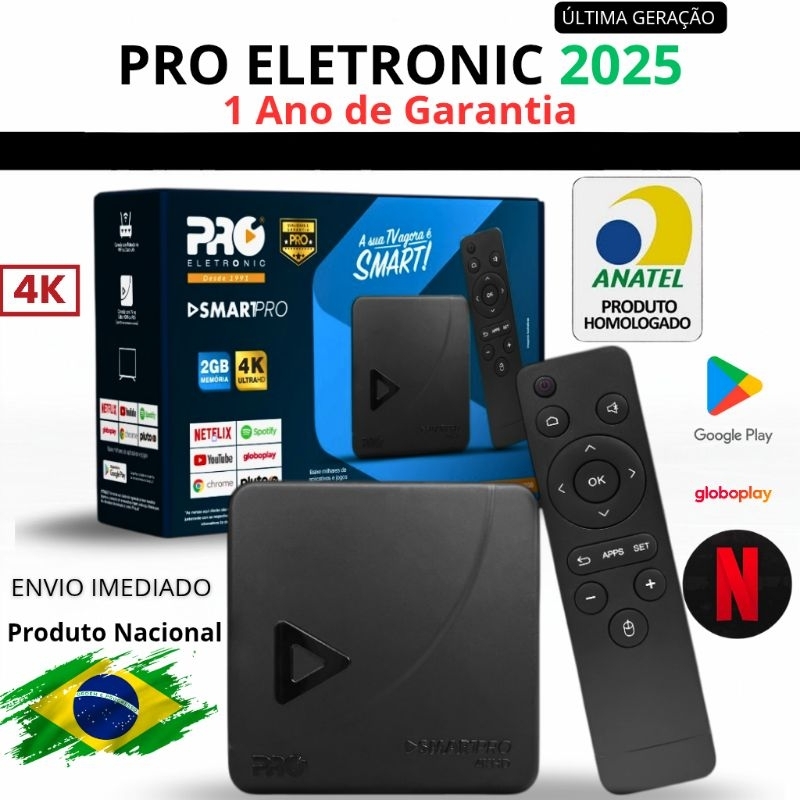 TV BOX PRO ELETRONIC PROSB-3000 2025 ATUALIZADA - CERTIFICADA ANATEL + GARANTIA 1 ANO + SUPORTE