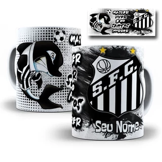 Caneca Santos Peixe Personalizada Com Nome Porcelana 325ml Presente Torcedor