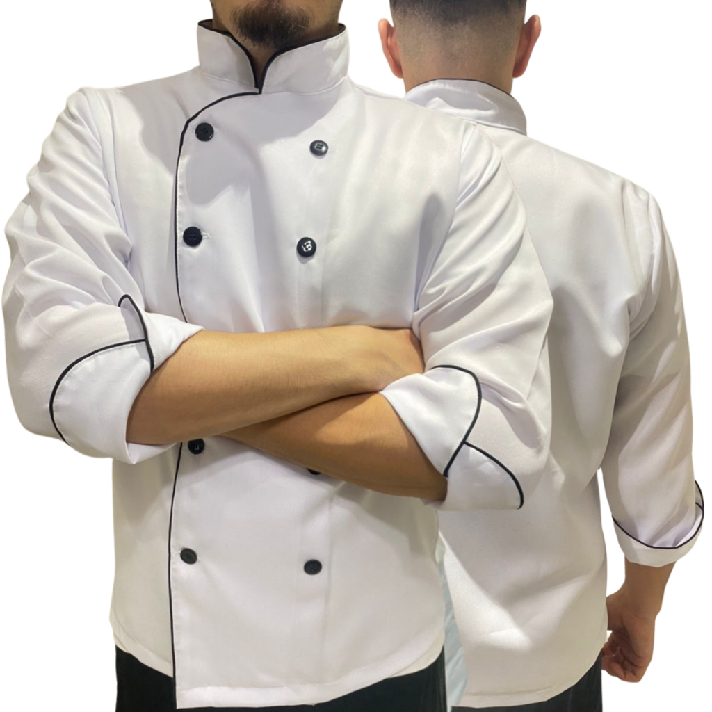 Dolma Chef de Cozinha UNISEX Oxford manga longa 7/8 bco c/vi