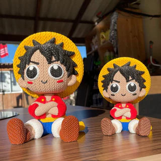 Luffy One Piece em Impressão 3D (efeito crochê)