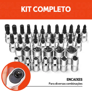 Kit Completo de Ferramentas Profissional Com 46 Peças Catraca, Soquete e Chave Allen - SHEFA