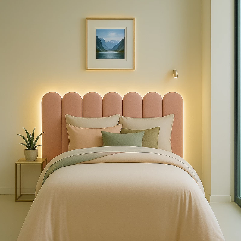 Cabeceira Cama Box Solteiro Estofado Modelo NUVEM 45x20cm Kit Peças - Envio Imediato