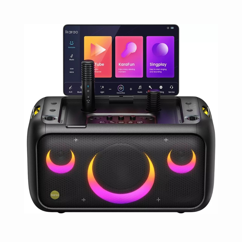 Caixa De Som Karaokê Joog X1 400w Tela 13,1 2 Microfones Cor Preto 110V/220V