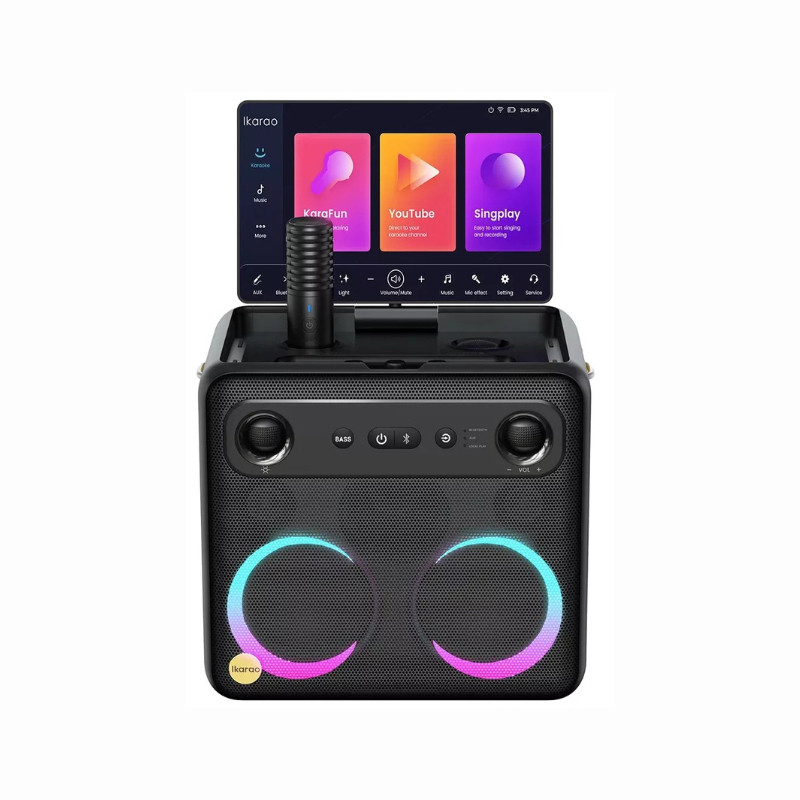 Caixa De Som Karaokê Joog X2 300w Tela 10,1 Com 2 Microfones