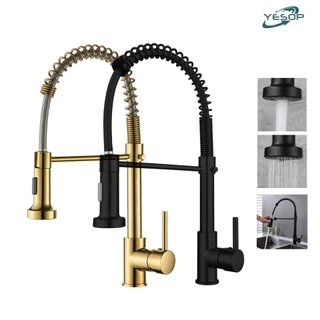Torneira Monocomando Cozinha Gourmet Flexível Preta Inox Yesop